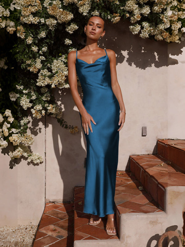 Out-Shine | Black Satin Dress For Occasions Day And Evening