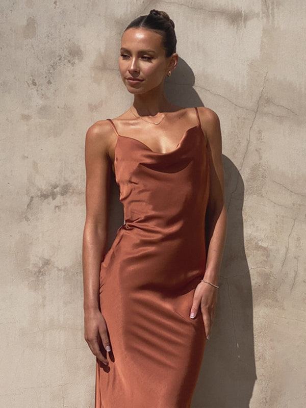 Out-Shine | Black Satin Dress For Occasions Day And Evening
