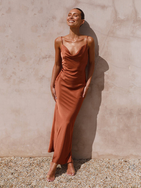 Out-Shine | Black Satin Dress For Occasions Day And Evening