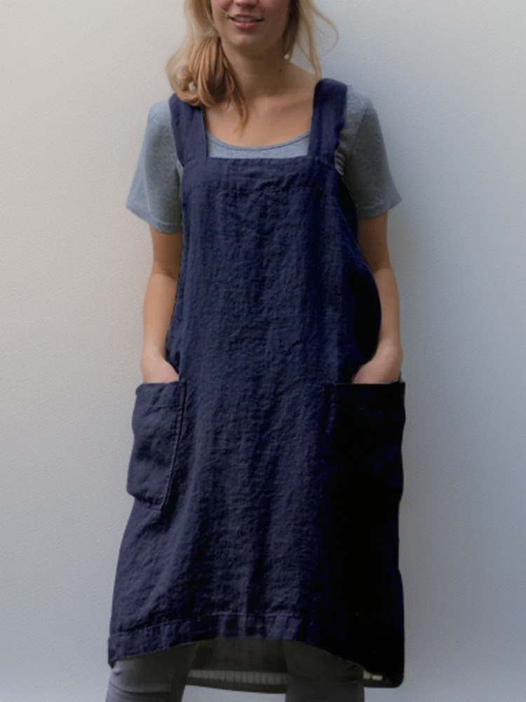 Out-Shine | Cotton linen Apron dress with bags