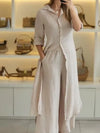 Out-Shine | Women's Stylish Long Top And Pants Set Linen