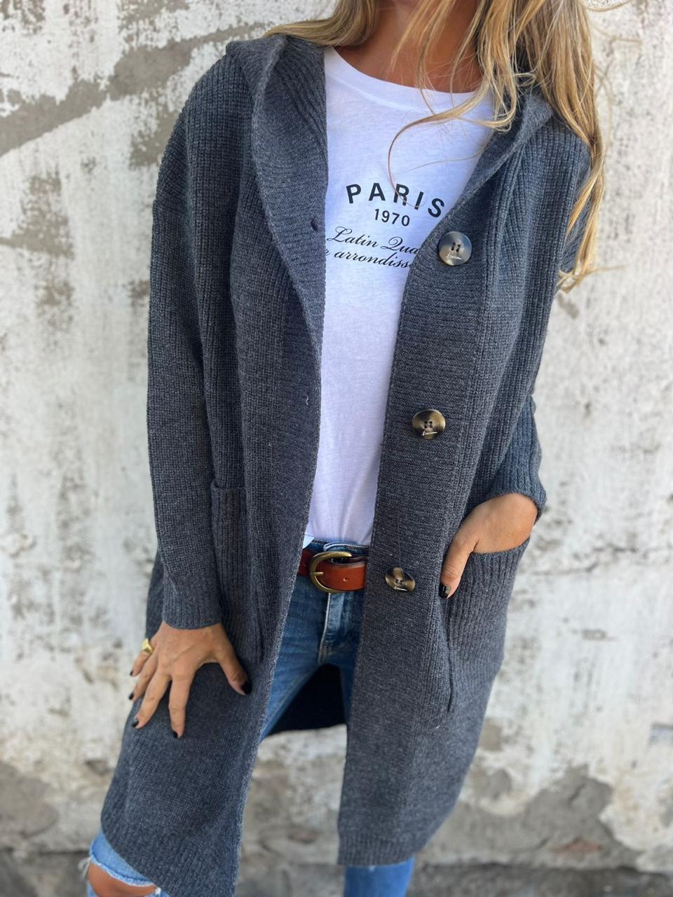 Out-Shine | Long Knit Cardigan With Hood