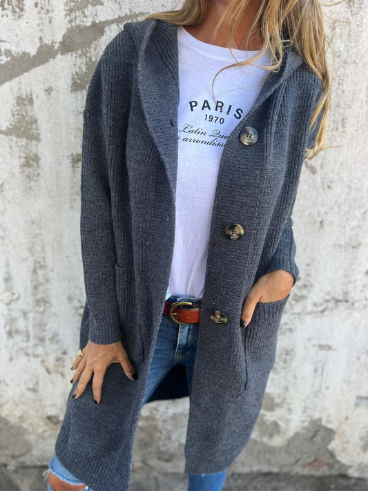 Out-Shine | Long Knit Cardigan With Hood
