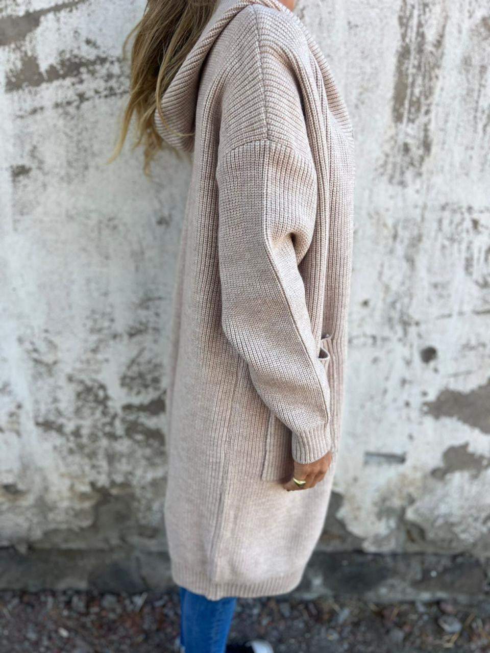 Out-Shine | Long Knit Cardigan With Hood