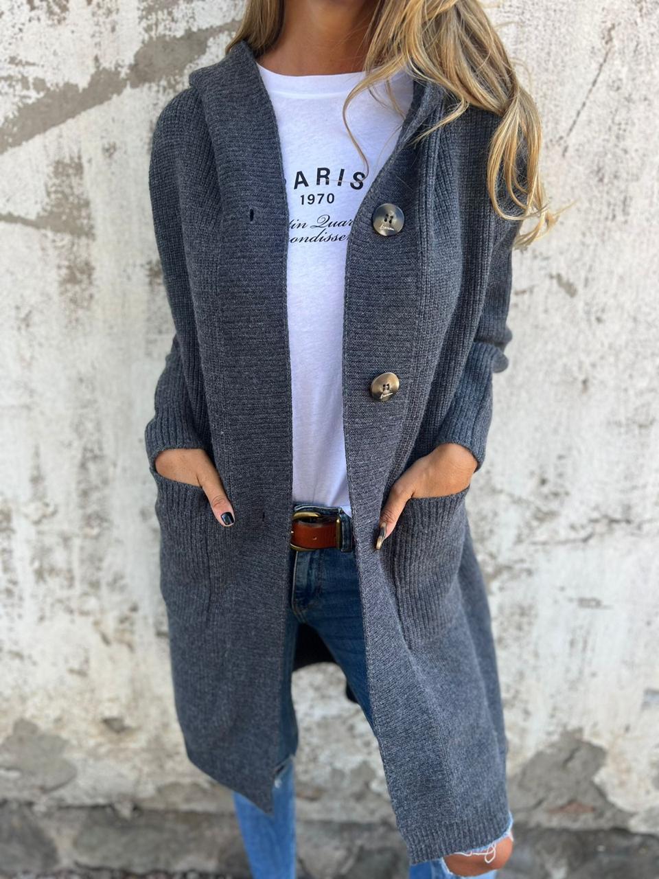 Out-Shine | Long Knit Cardigan With Hood