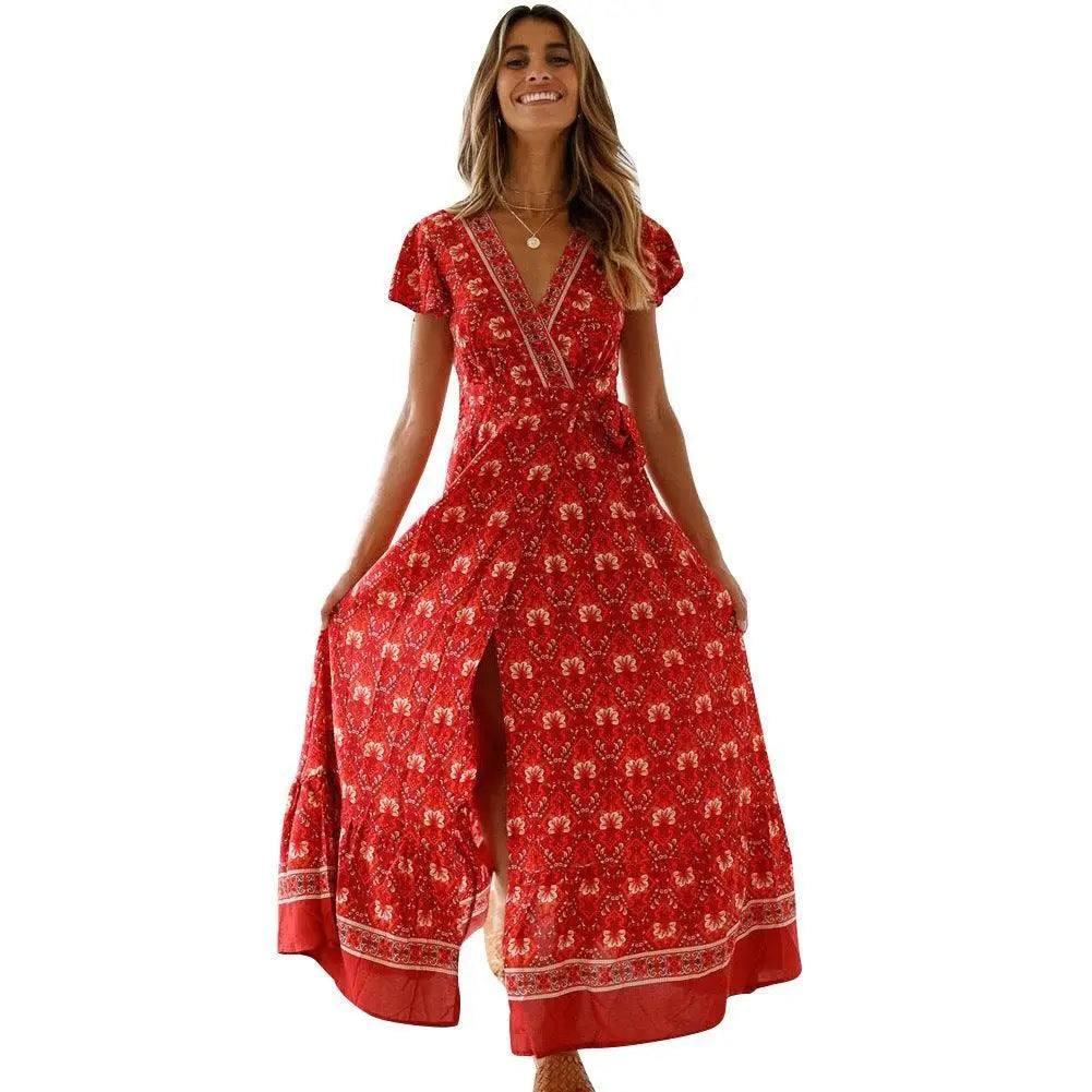Out-Shine | Stylish Wrap Design Floral Print Dress for Women