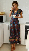 Out-Shine | Stylish Wrap Design Floral Print Dress for Women