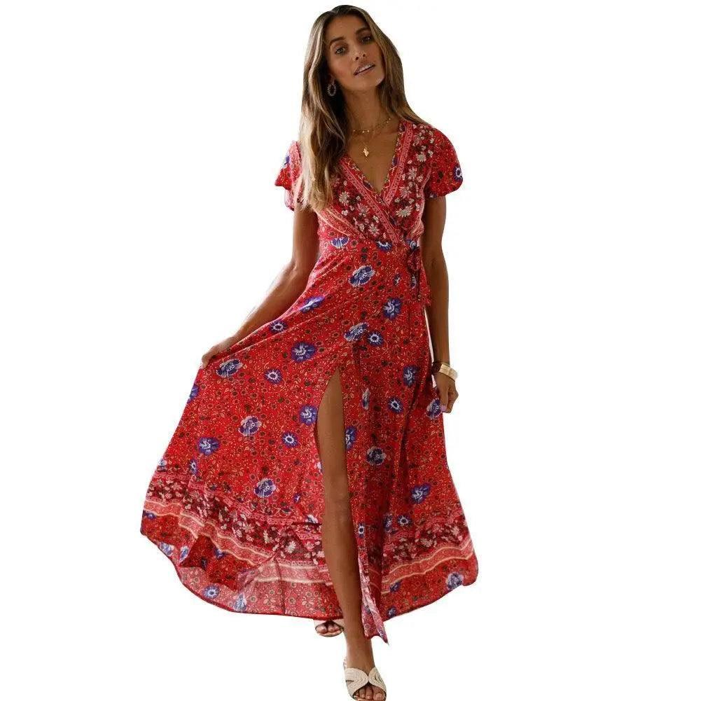 Out-Shine | Stylish Wrap Design Floral Print Dress for Women
