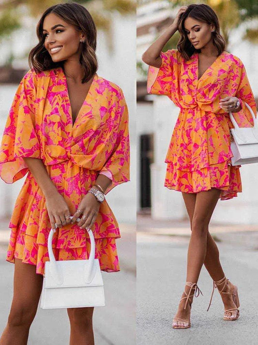 Out-Shine | Mini Folding Summer Dress with Flowers