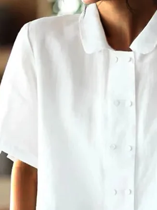 Out-Shine | White Loose Cotton Lent With Short Sleeves