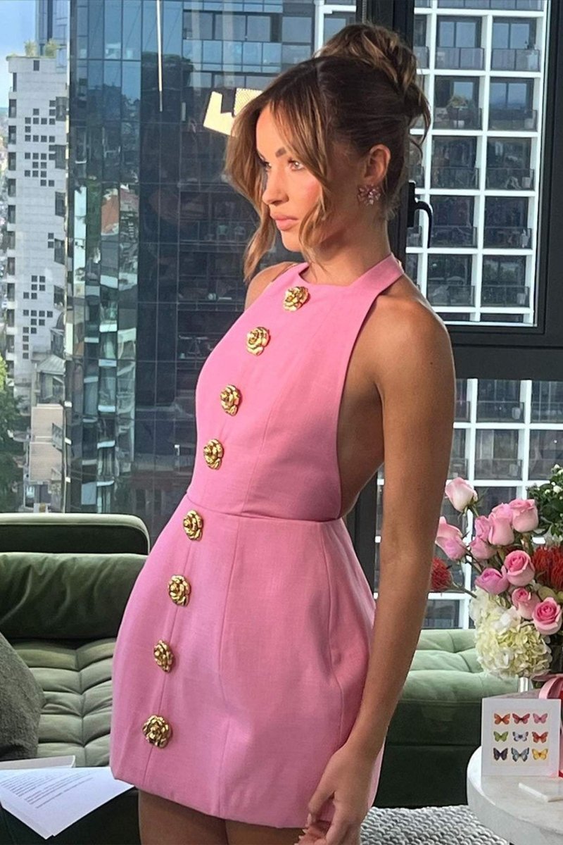 Out-Shine | Backless Mini Halter Dress