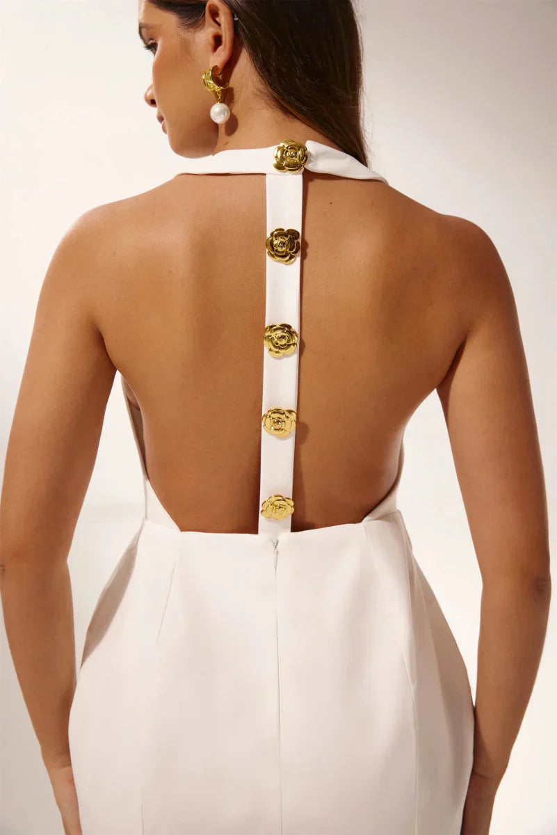 Out-Shine | Blush Halter Backless Mini Dress