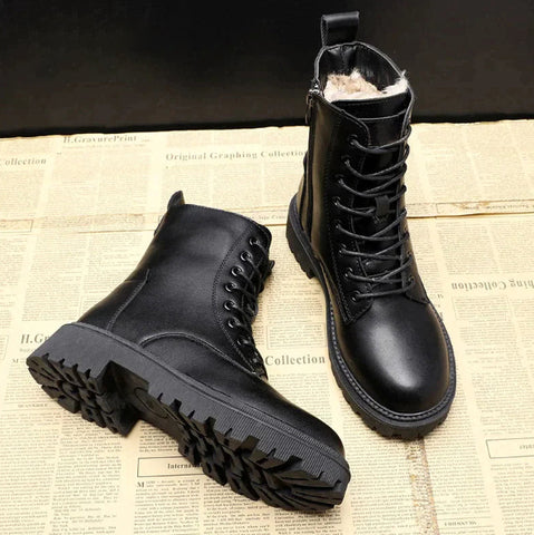 Out-Shine | Luxury Black Leather Women's Winter Boots
