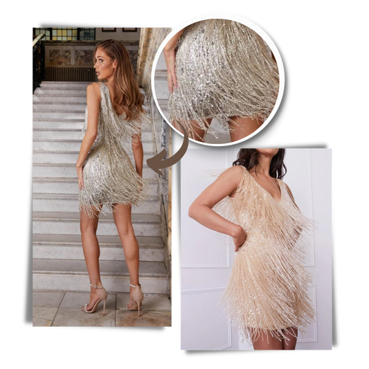 Out-Shine | Sleeveless Dress With Sequins And V-Neck