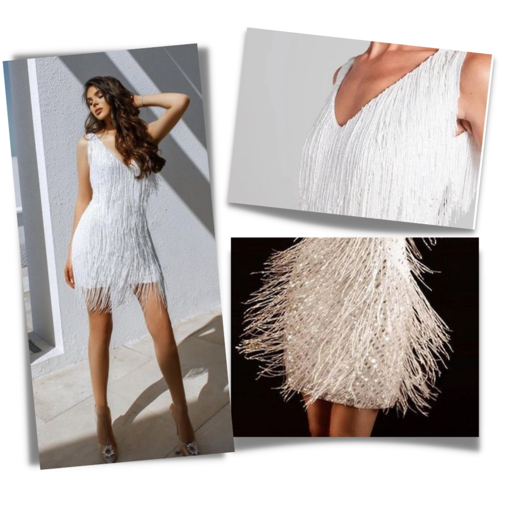 Out-Shine | Sleeveless Dress With Sequins And V-Neck