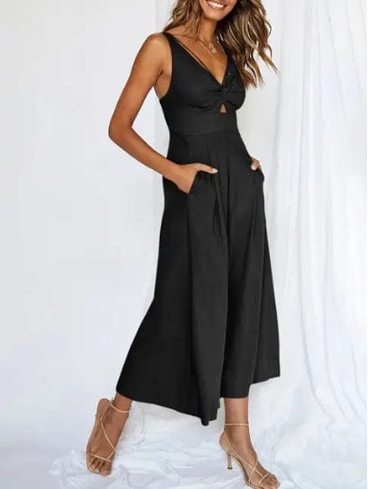 Out-Shine | Sleeveless Black Jumpsuit With Wide Leg
