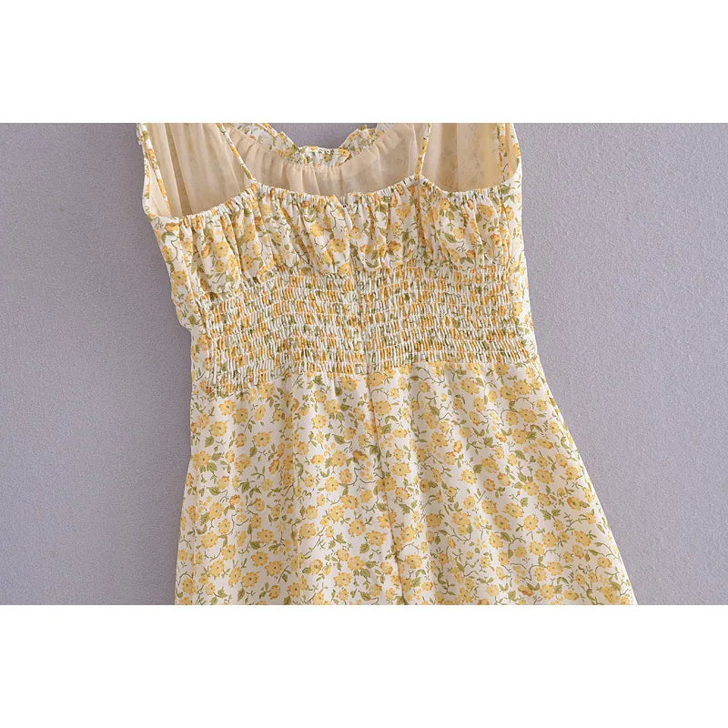 Deslumbra | Minivestido amarillo con estampado floral