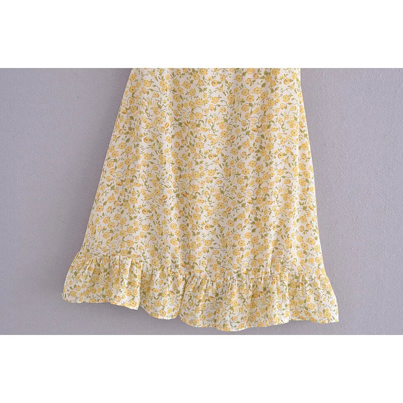 Deslumbra | Minivestido amarillo con estampado floral