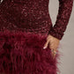 Out-Shine | Berry Sequin Feather Hem Mini Dress