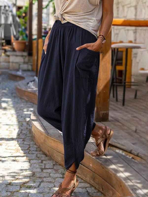 Out-Shine | Women's Loose Solid - Colored Pocket Harem Pants
