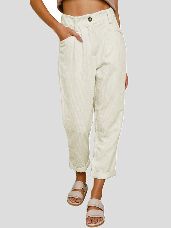 Out-Shine | Women's Pants Solid Color Floral Pockets Stretch - Cut Trousers