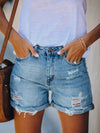 Out-Shine | Women Shorts Washed Straight Denim Shorts
